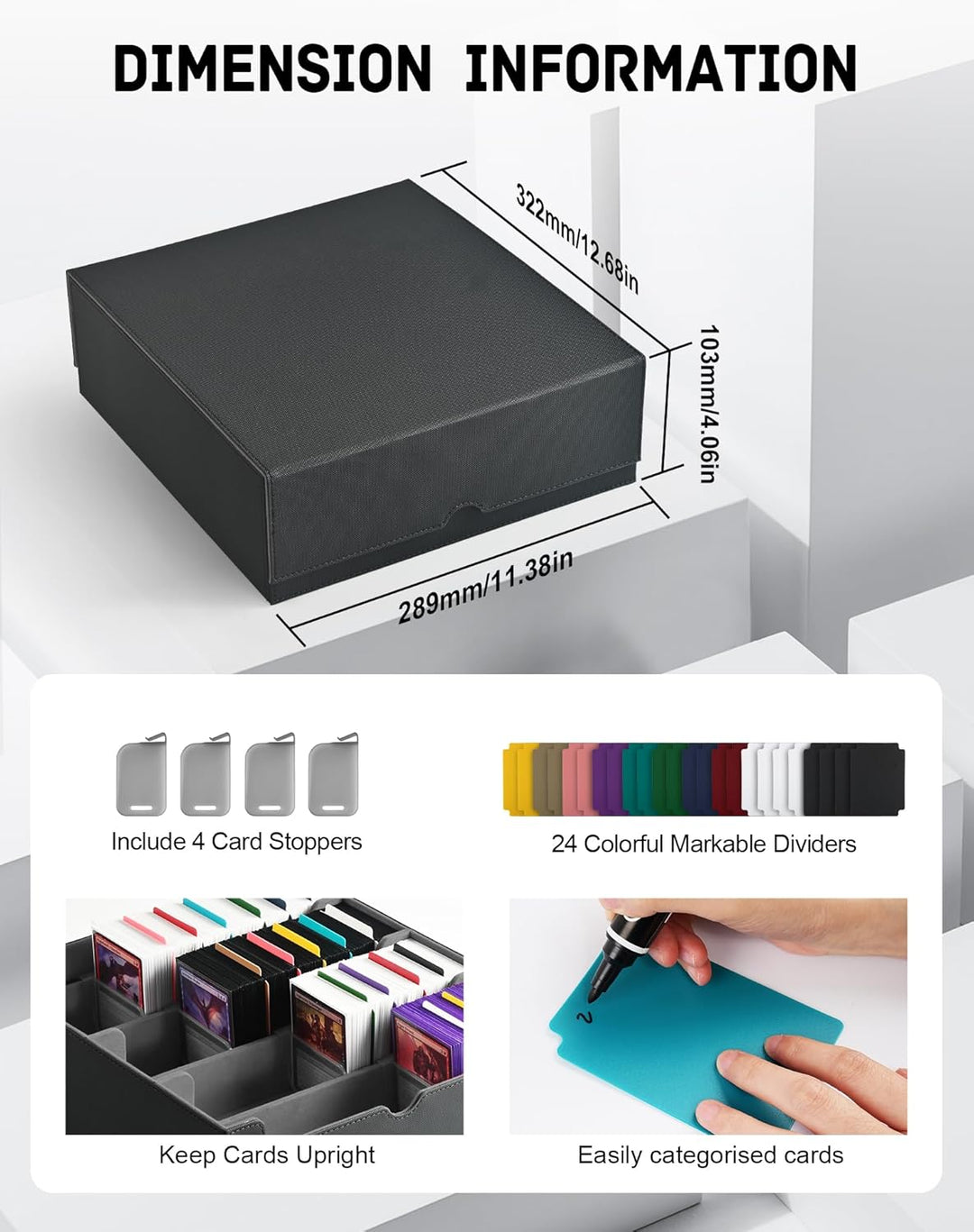 ZLCA Trading Card Storage Box, Commander Card Deck Case Holds 2400+ Cards, MTG Deck Box mit 4 Stopfe