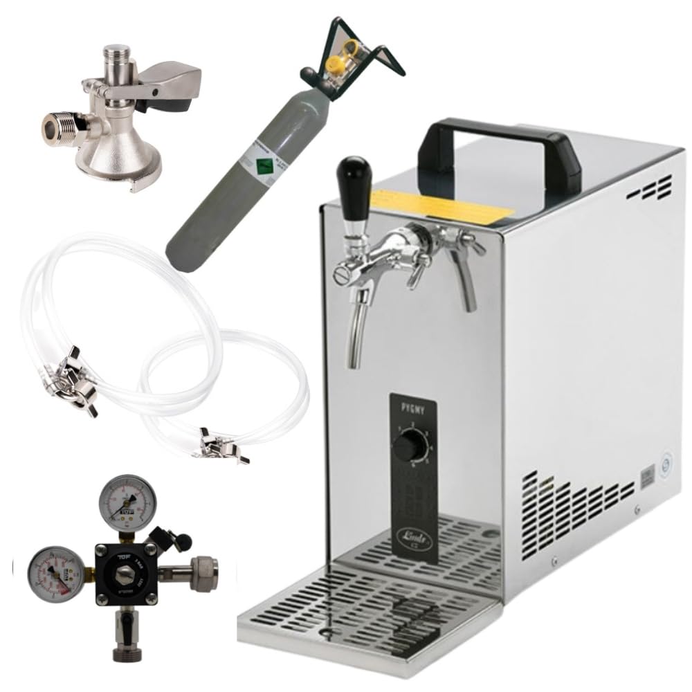 Zapfanlage Trockenkühler Edelstahl 30l/h Komplettset 500g Co², Uhr, Schläuche Keg