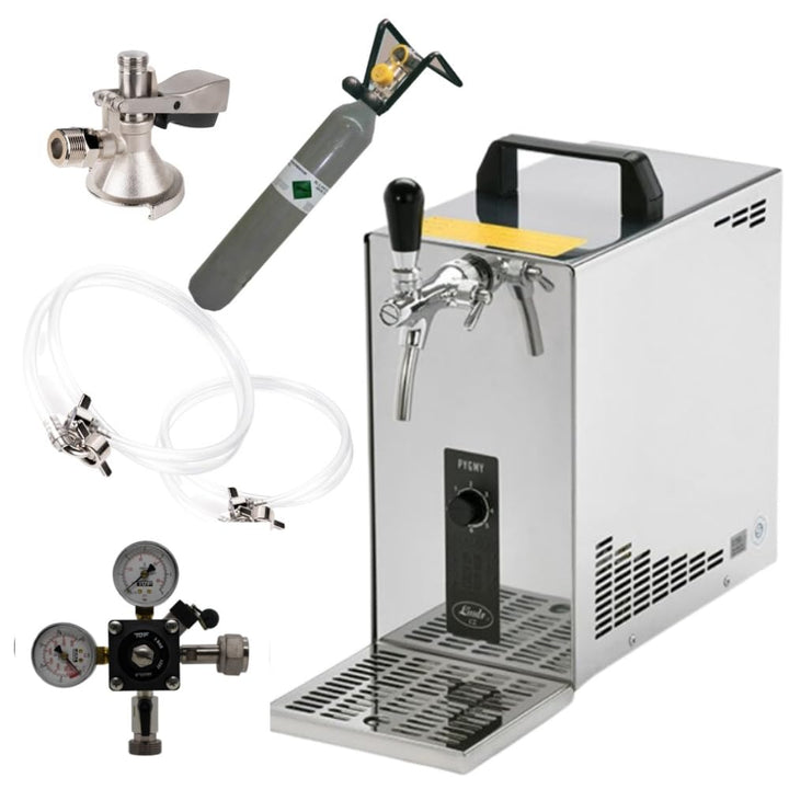 Zapfanlage Trockenkühler Edelstahl 30l/h Komplettset 500g Co², Uhr, Schläuche Keg