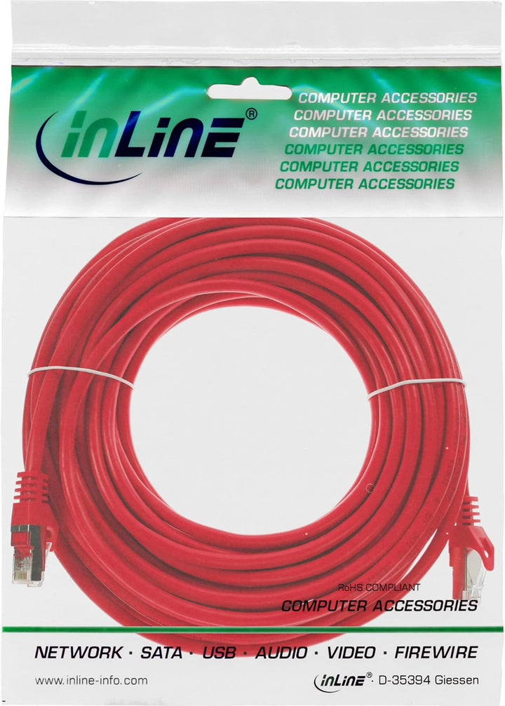 InLine 72555R Patchkabel, SF/UTP, Cat.5e, rot, 50m