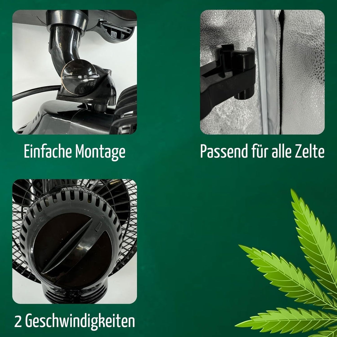 Grow Ventilator mit Clip, 20W 2 Geschwindigkeiten Grow lüfter, Oszillierender wachsen Clip-on-Lüfter