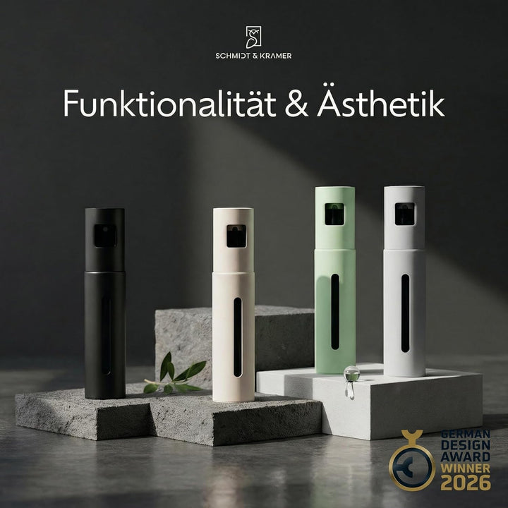 Schmidt &amp; Kramer Ölsprüher I hochwertige Öl-Sprühflasche aus Edelstahl &amp; Glas, für gesundes Kochen I