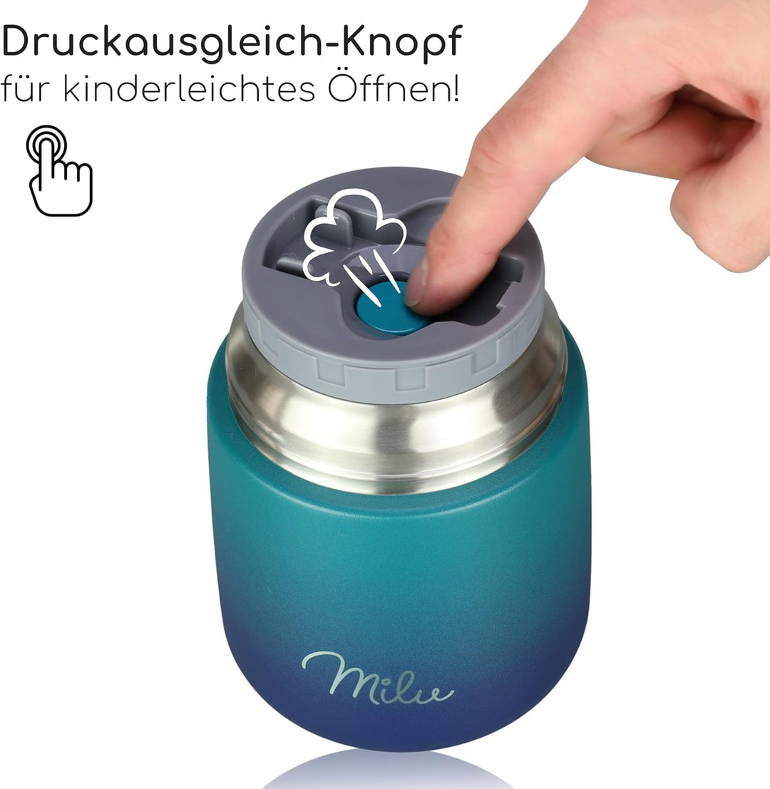 Milu® Thermobehälter für Essen 800ml, Edelstahl, Thermo Lunchbox, Suppenbehälter to go, Thermobox, T