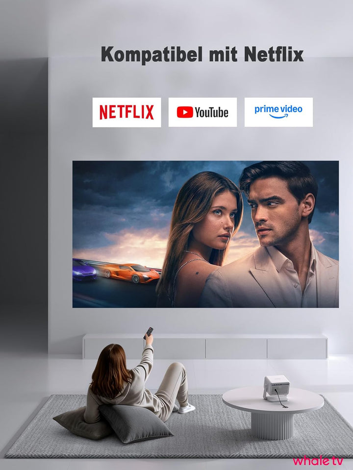 Smart Mini Beamer 4k [Offiziell Lizenzierter APP ] VISSPL 3000ANSI 4K Heimkino & Outdoor Beamer, Aut