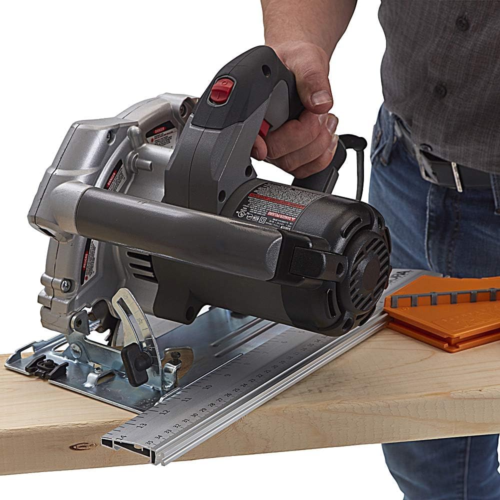 Bora QuickCut 530416 Kreissägeführung mit Schiene & Winkelunterstützung, All-in-One Holzbearbeitungs