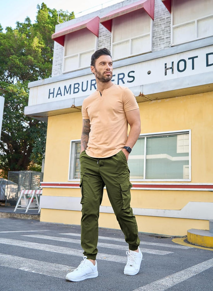Elegancity Cargohose Herren Lang Casual Jogginghose Stretch Arbeitshosen Regular Fit Cargo Hosen Ela