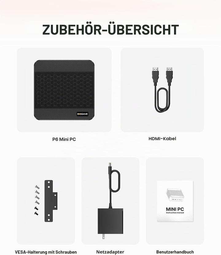 BOSGAME P6 Mini PC Windows 11 Pro für Home Office & Gaming, AMD Ryzen 9 6900HX (bis 4,9GHz), 24GB LP