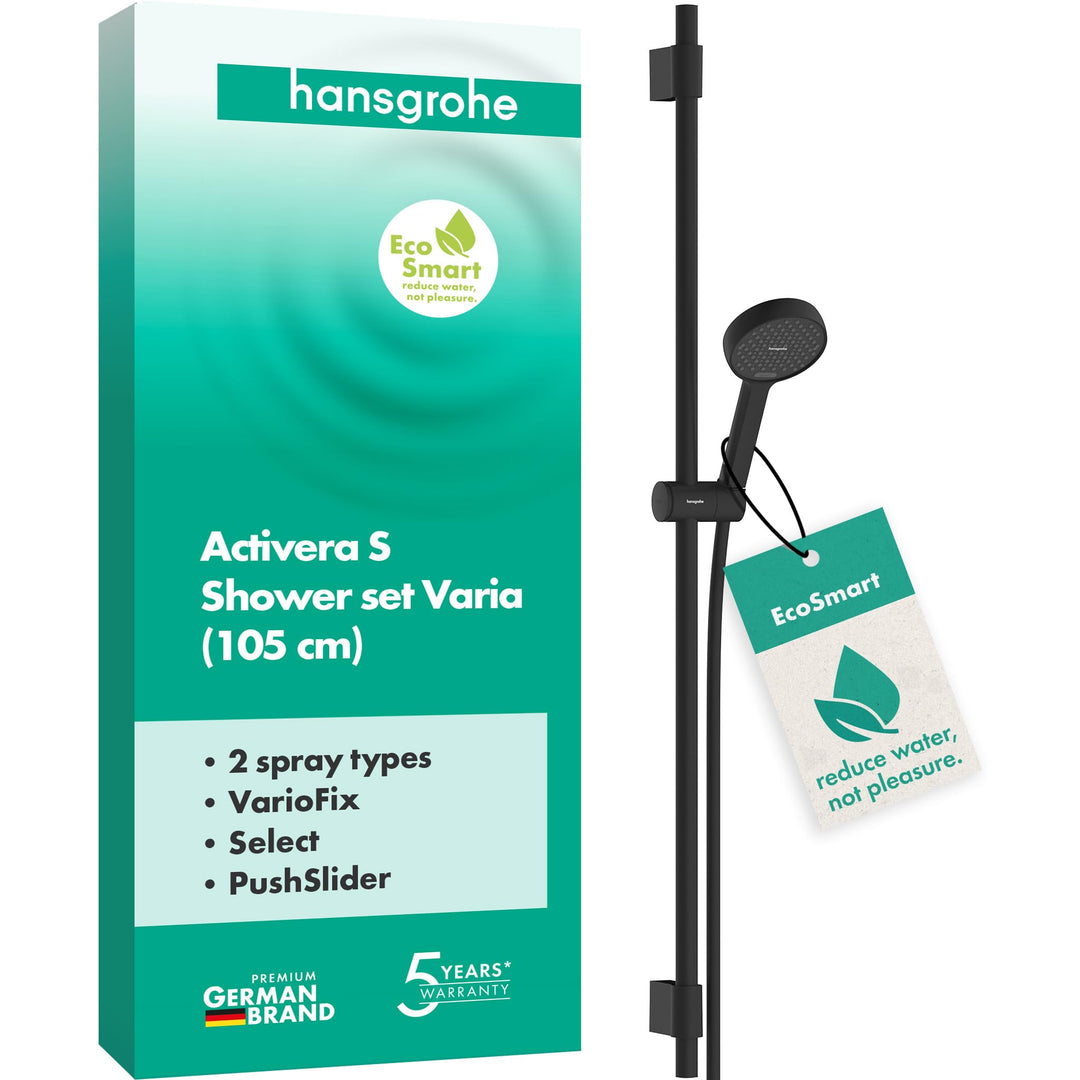 hansgrohe Activera Select S - Duschset mit Duschkopf wassersparend (EcoSmart, 2 Strahlarten), Duschs