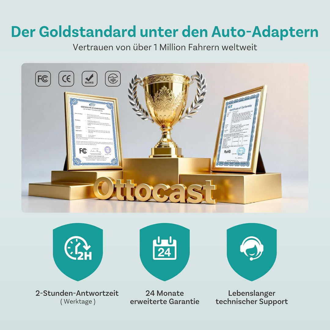 OTTOCAST Mini Nova, 2026 Verbesserter 2-in-1 Wireless CarPlay Android Auto Adapter für iOS- und Andr