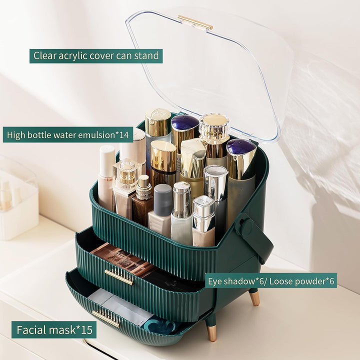 Multifunktionaler Make-up-Koffer, staubdicht, Kosmetik-Aufbewahrungsbox, Organizer, Hautpflegeproduk
