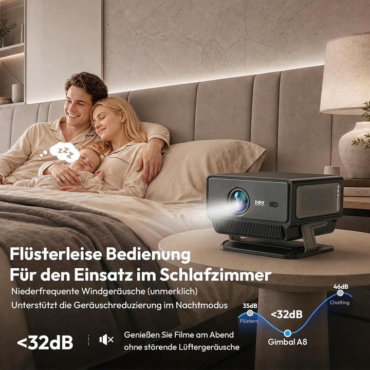 Xgody A8 Beamer 4K Heimkino Native FHD 1080P, 1200 ANSI Autofokus, 6D Auto-Trapezkorrektur, 20W HiFi