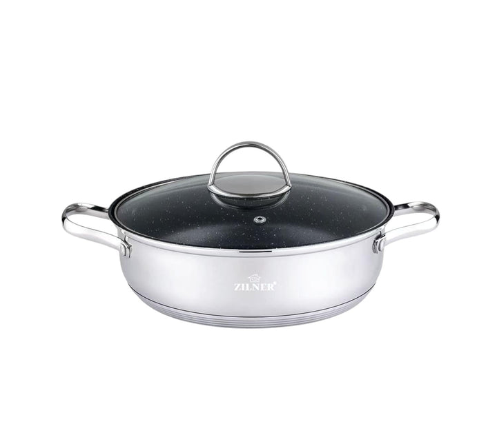 Topf Kochtopf - 26 cm - 5 L - Edelstahl - für alle Herdarten - mit Glasdeckeln und hitzbeständigen G