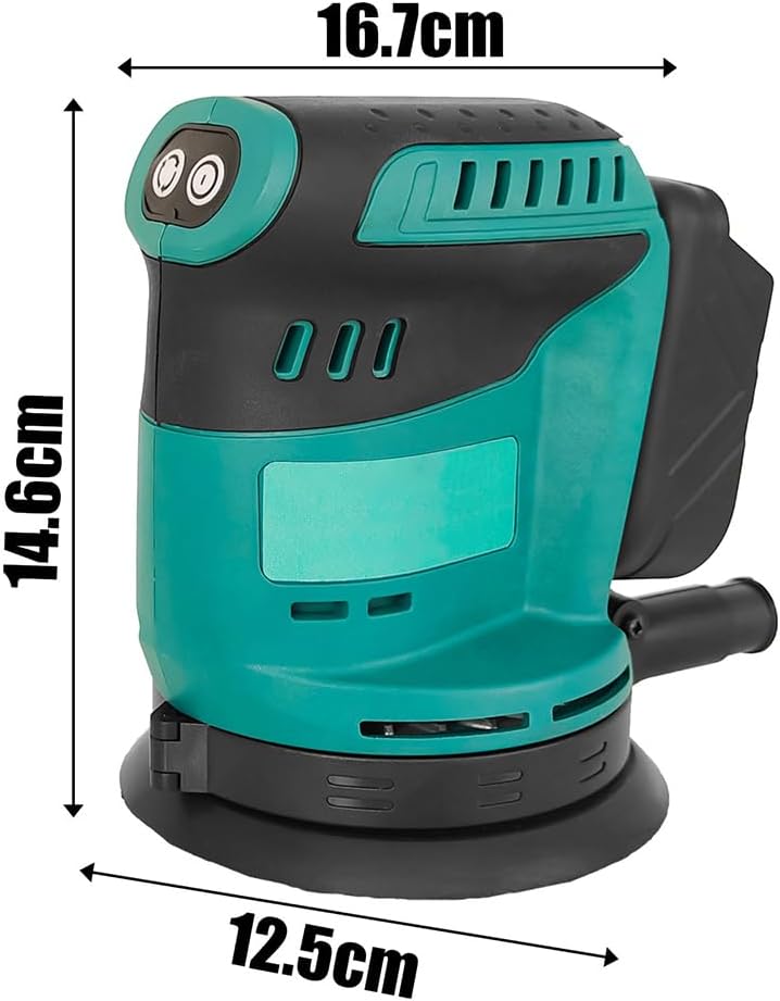 Akku-Exzenterschleifer,Ersatz für Makita 18V BL1830,3 Gänge 7500-15000RPM,12 pcs Schleifpapier (Körn