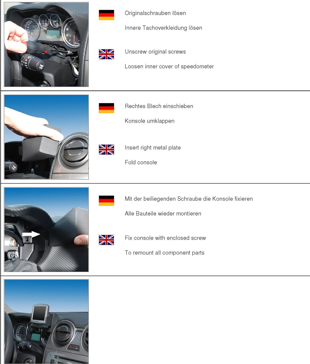 Kuda Navikonsole für Alfa Romeo Mito ab 09/08, Kunstleder, Schwarz, schwarz
