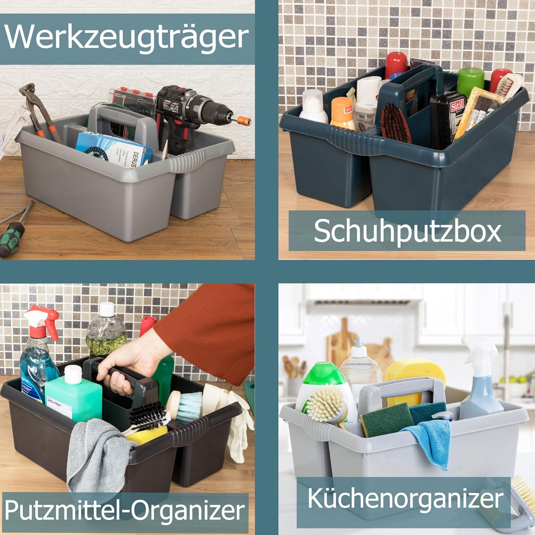 Hummelladen Mehrzweckkorb Organizer 6x Tragbarer Putzmittelkorb 38x32x15 cm Dunkelblau Polypropylen