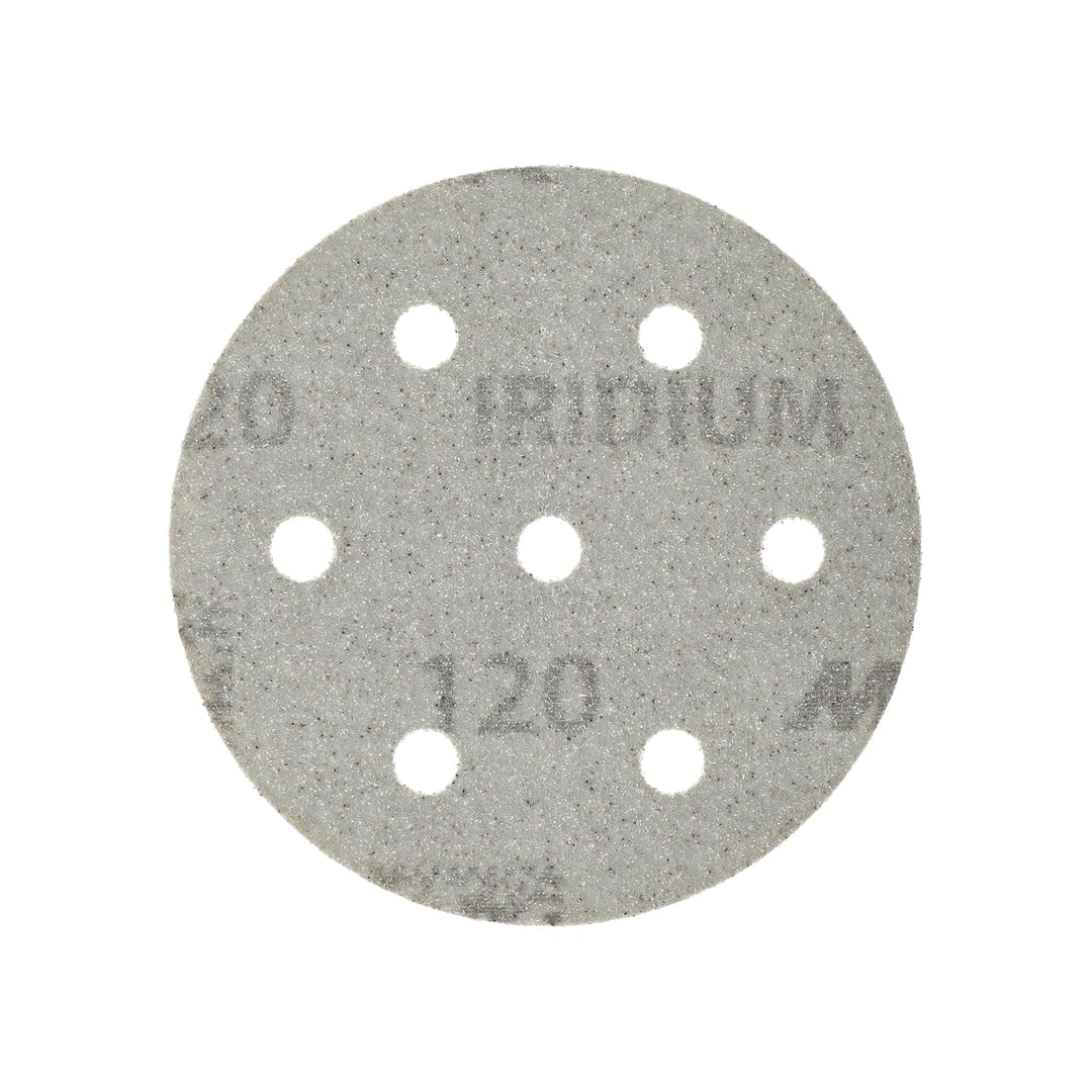 Mirka Iridium Premium-Schleifpapier Ø 90mm Klett 7-Loch, Korn 120, 50 Stk/Zum Schleifen von Lack, Sp