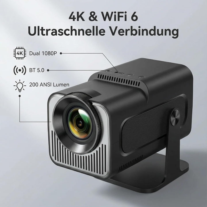 WOOPKER Mini Projektor HY320 Tragbarer Projektor, Unterstützt 4K 1080P mit Zweiband-WIFI6 5G Drahtlo