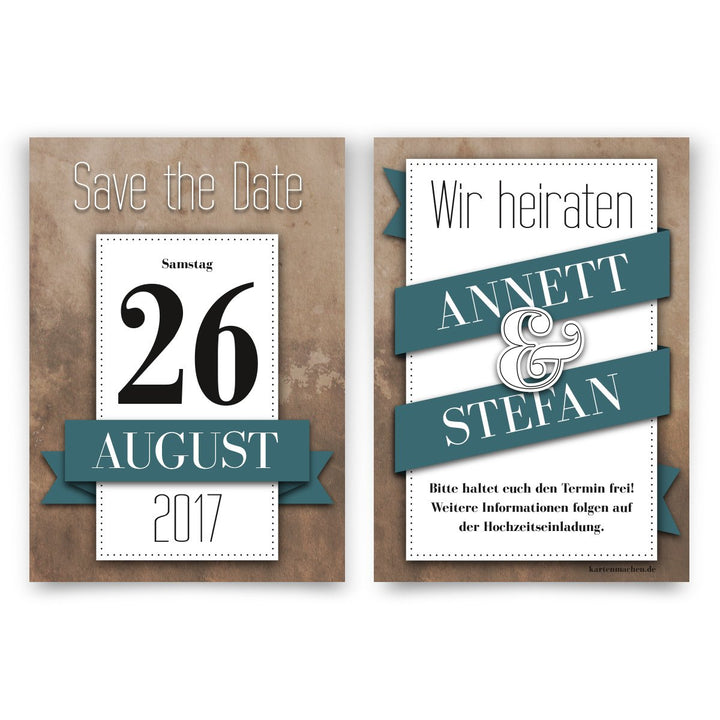 Save the Date Karten Hochzeit (10 Stück) - Kalenderdatum - Hochzeitskarten, 10