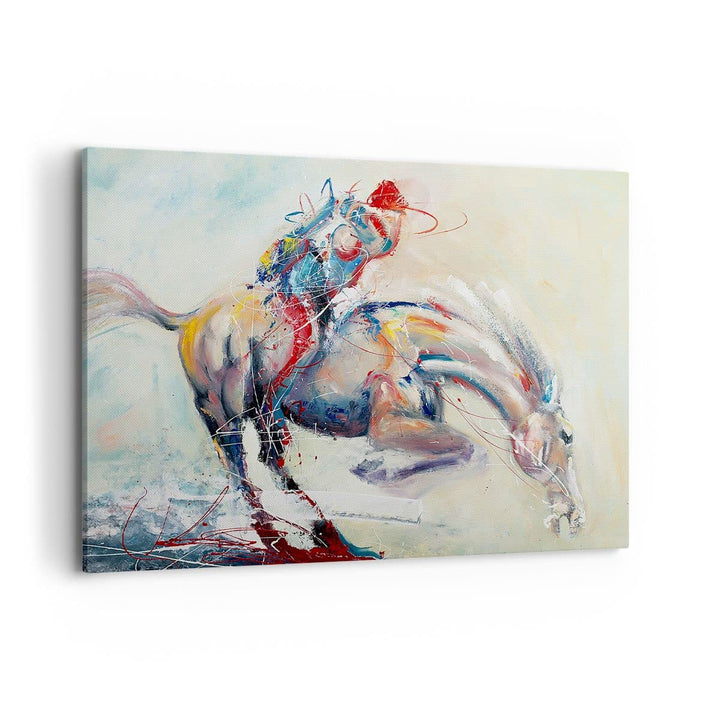 Bilder auf Leinwand 100x70cm Leinwandbild mit Rahmen Pferd Abstraktion Gross Wanddeko Bild Schlafzim