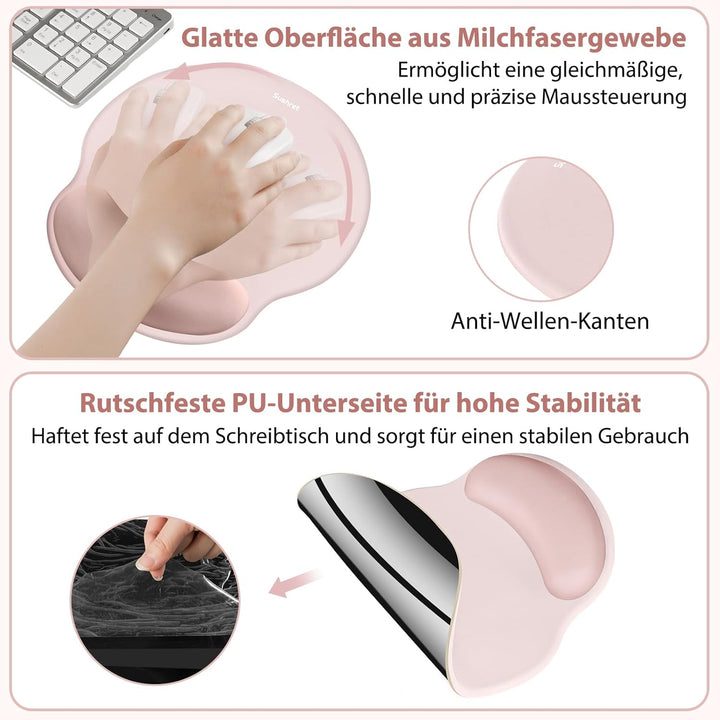 Mauspad &amp; Tastatur Handballenauflage, 3-in-1 Ergonomisches Gel Memory Foam Mauspad mit Handgelenkstü