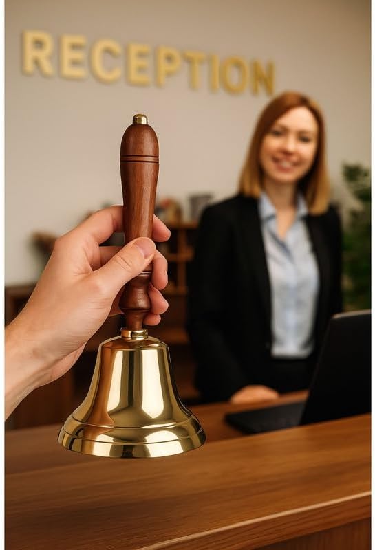 ACL Traditionelle Holzgriff Messingglocke | Last Order Bell mit Metallklöppel | Ideal für Hotel, Emp