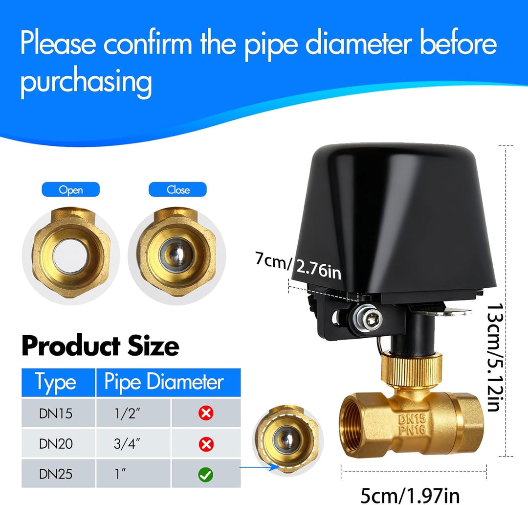 Smart Water Valve WIFI/Bluetooth Wasserventil Steuerung, Sprachsteuerung Wasserventil Kompatibel mit