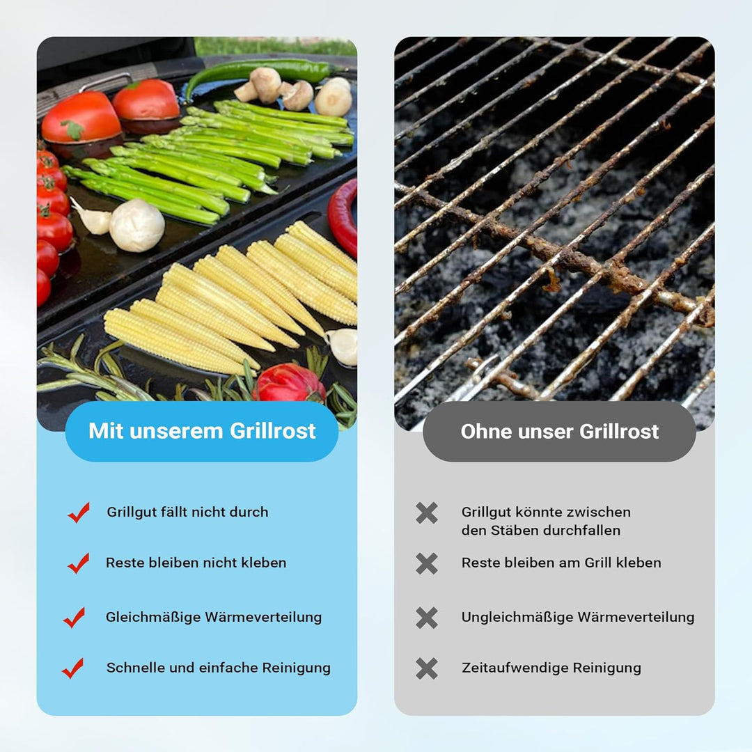 Wiltec Gusseisen Grillplatte 49,8 x 24,3 x 1,5 cm, Gusseisenplatte für Grill mit guter Hitzespeicher