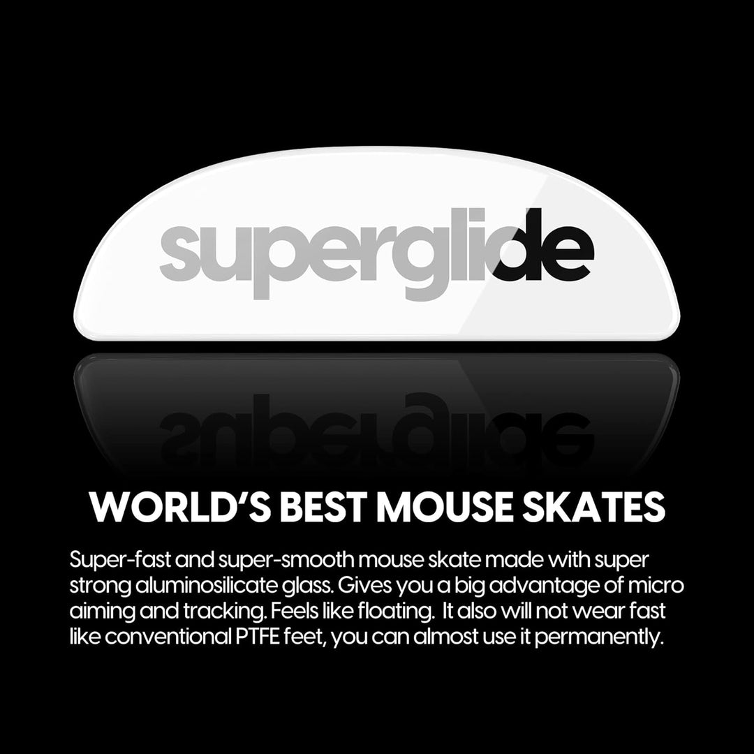 Superglide – Schnellste und glatteste Mausfüsse/Skates aus ultrastarkem, makellosem Glas, superschne