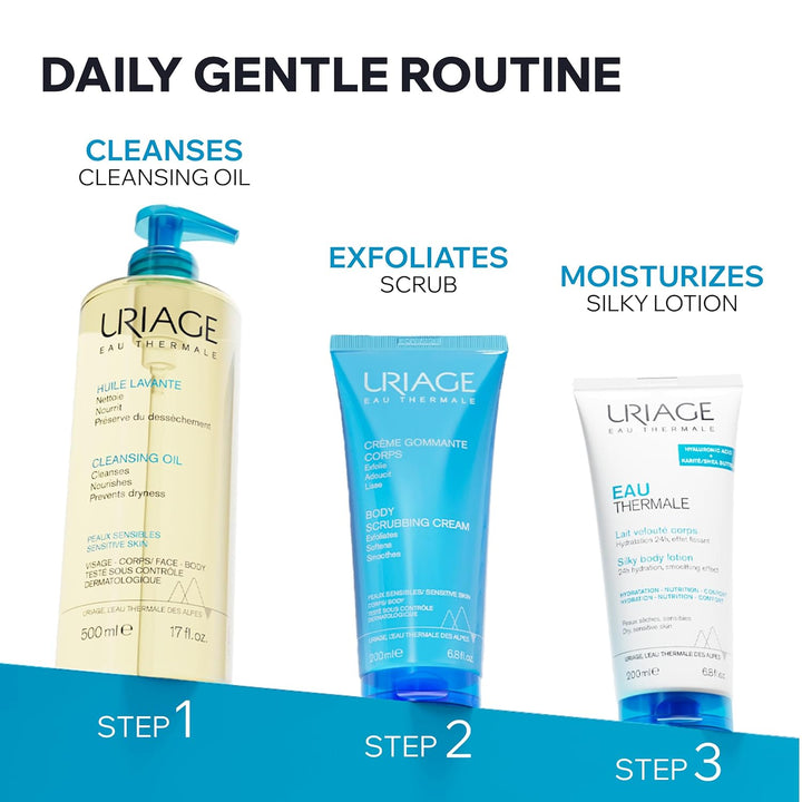 Uriage Körperpeeling-Creme mit Natürlichen Kieselerde-Perlen - 3-in-1: Peeling, macht weich &amp; glätte