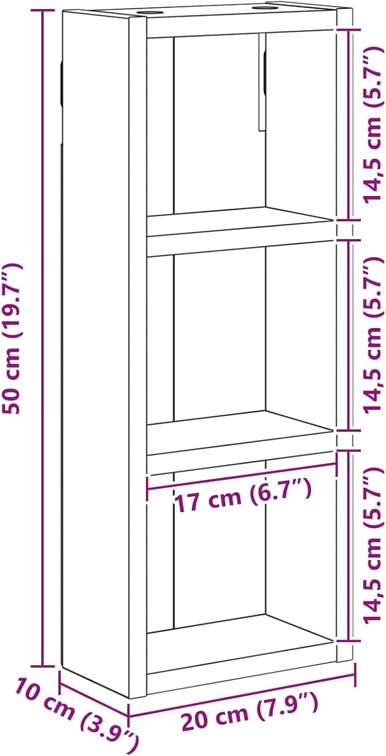 vidaXL Badezimmer-Wandschrank Kunsthandwerk Eiche 20 x 10 x 50 cm, Moderner Badschrank, rechteckiges