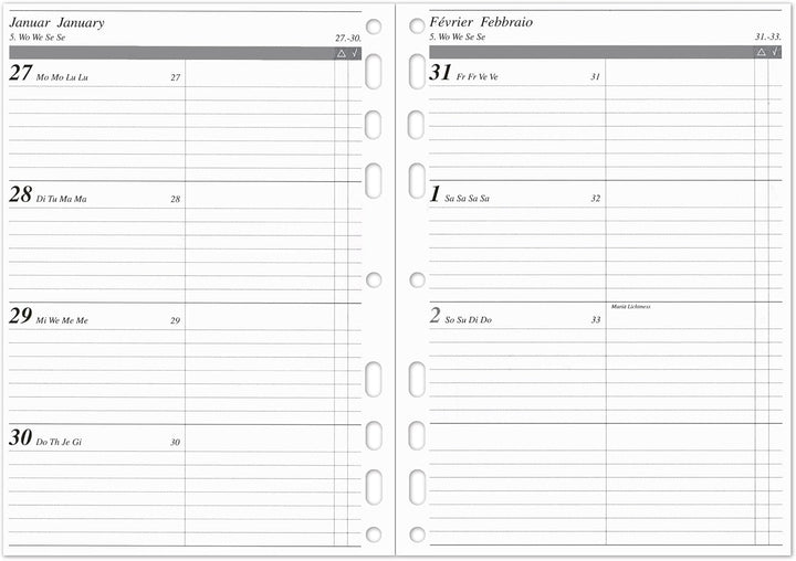 ALMADIH - Leder A5 Organizer mit Ringmechanik Reissverschluss, Kalender 2024 Schreibblock Premium Ri