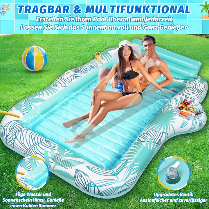 Charmofun Luftmatratze Tanning Pool Gross, 210 * 155 cm Doppelte Deluxe Aufblasbarer Sonnenpool mit