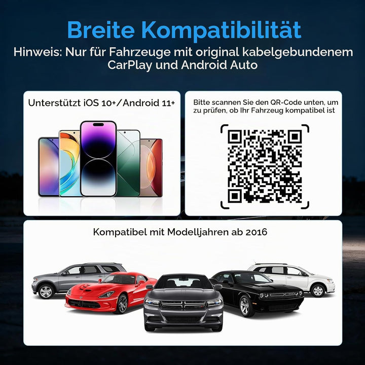 Carplay Wireless Adapter, Upgrade Android Auto&amp;Carplay Wireless Adapter | USB A/C, Plug &amp; Play, Stab