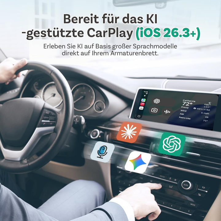 OTTOCAST Mini Nova, 2026 Verbesserter 2-in-1 Wireless CarPlay Android Auto Adapter für iOS- und Andr