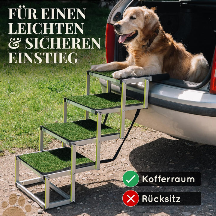 Hundetreppe Auto Klappbar - Hundetreppe Grosse Hunde - Anti-rutsch Kunstrasen Einsatz - Leuchtende L