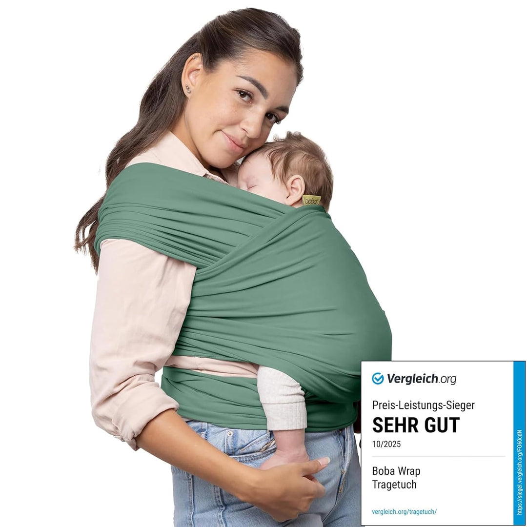 Boba Babytragetuch ab Geburt bis 15 kg - Kuschelweiches & Stützendes Baumwollfrottee, Tragetuch Baby