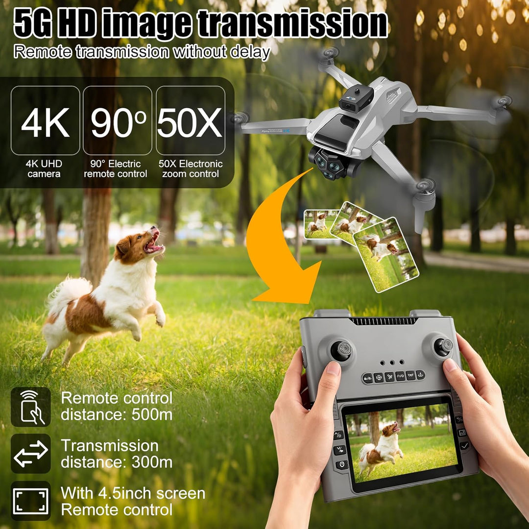 OBEST GPS Drohne mit Kamera 4K Erwachsene 5G WIFI FPV Drone mit Bildschirm 4.5" und 4GB, 2 Batterie
