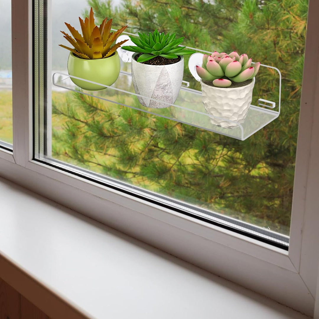 Fenster Pflanzenregale, 2 Stück Saugnapf Regal Für Pflanzen Fenster 30 cm, Fensterwand-Pflanzenständ