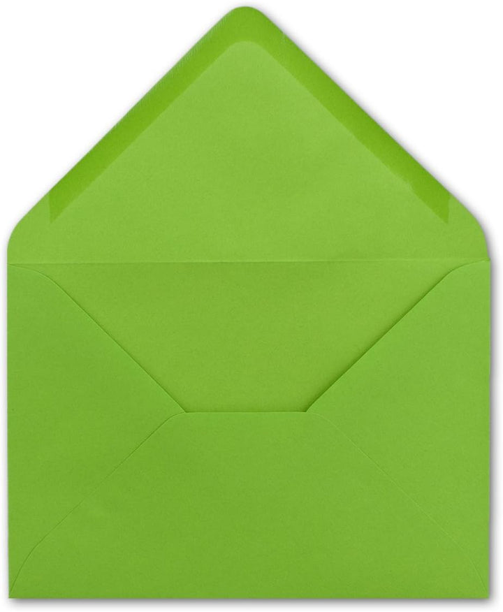 200x Brief-Umschläge in Hell-Grün - 80 g/m² - Kuverts in DIN B6 Format 12,5 x 17,6 cm - Nassklebung