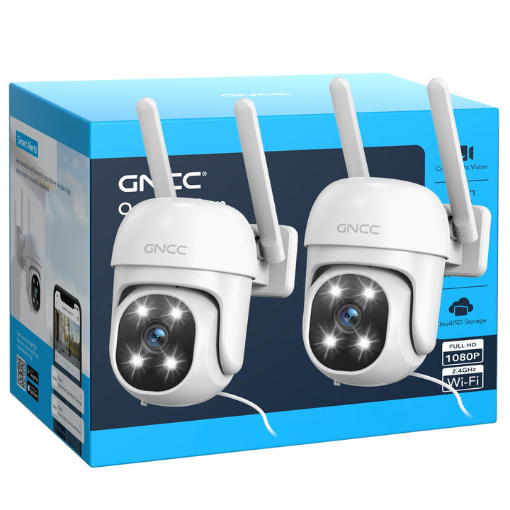 GNCC WLAN Überwachungskamera Aussen mit KI-Bewegungserkennung, 1080P, 360°-Schwenk-Neige-Funktion, I