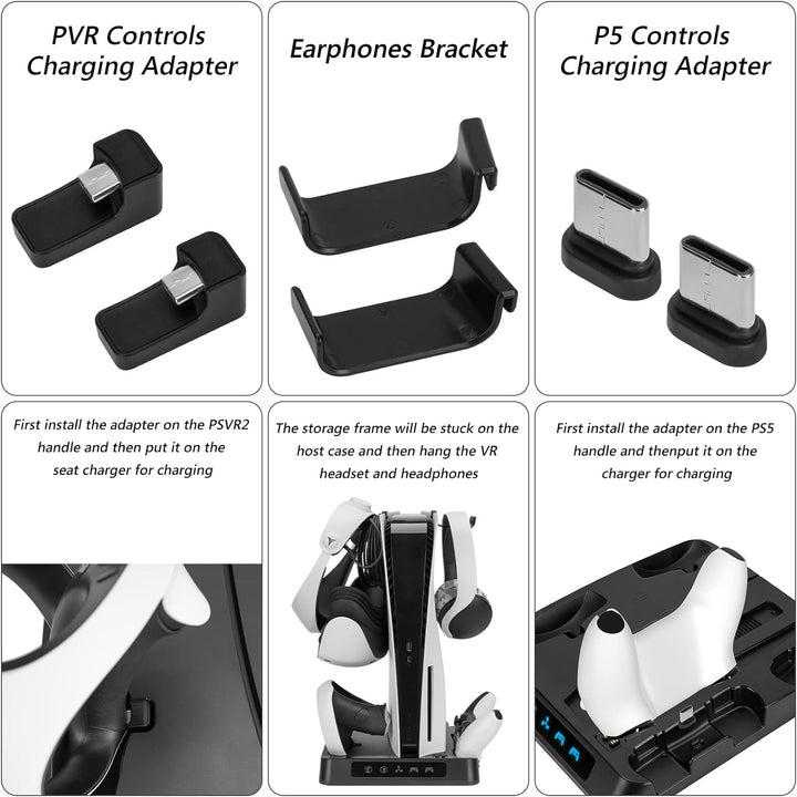 Geekria Ladestation Kompatibel mit PSVR2, PS5, PlayStation VR2 Dual Charging Dock Ladeständer Gamepa