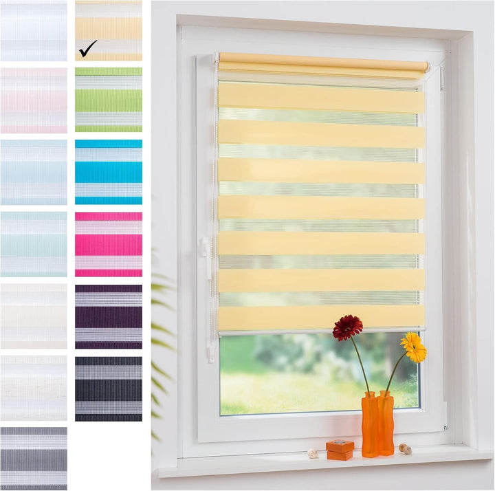 Liedeco® Duo Rollo Klemmfix - 80 x 210 cm Lemon Yellow/lichtdurchlässig/stufenlos verstellbar/leicht