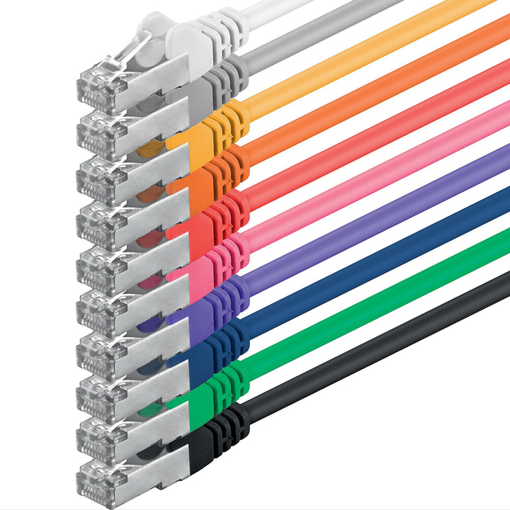 1aTTack CAT5 FTP Netzwerk Patch Kabel mit 2 x RJ45 Stecker Set (10 Farben, 10 Stück) 10m 10m 10 Farb
