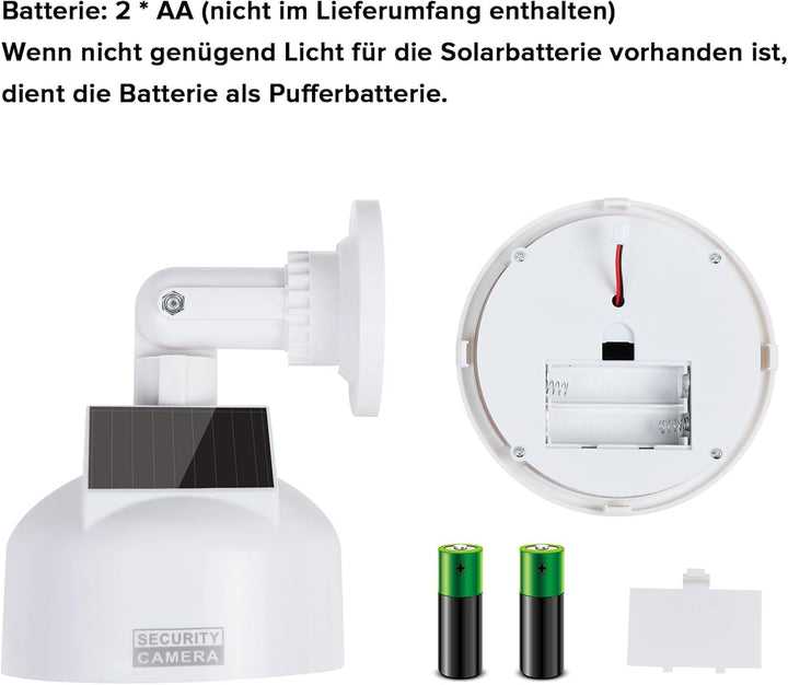 ERWEY Dummy Kamera Solar Kamera Attrappe Simulierte Dummy Speed Dome mit Objektiv Videoüberwachung W