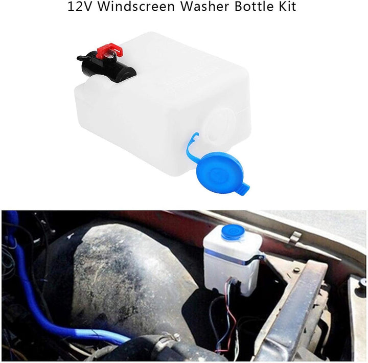 Universal Windschutzscheibe Scheibenwaschpumpe Flaschentank Kit Reinigungswerkzeuge 12V für Oldtimer