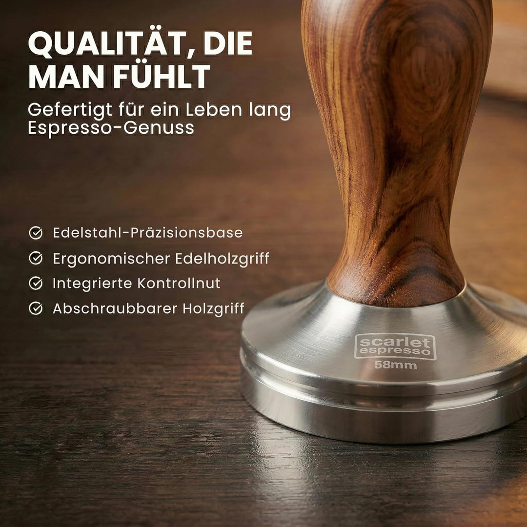 scarlet espresso | Tamper »Classic«, stilvoller Espresso-Stempel mit ergonomischem Griff aus Edelhol