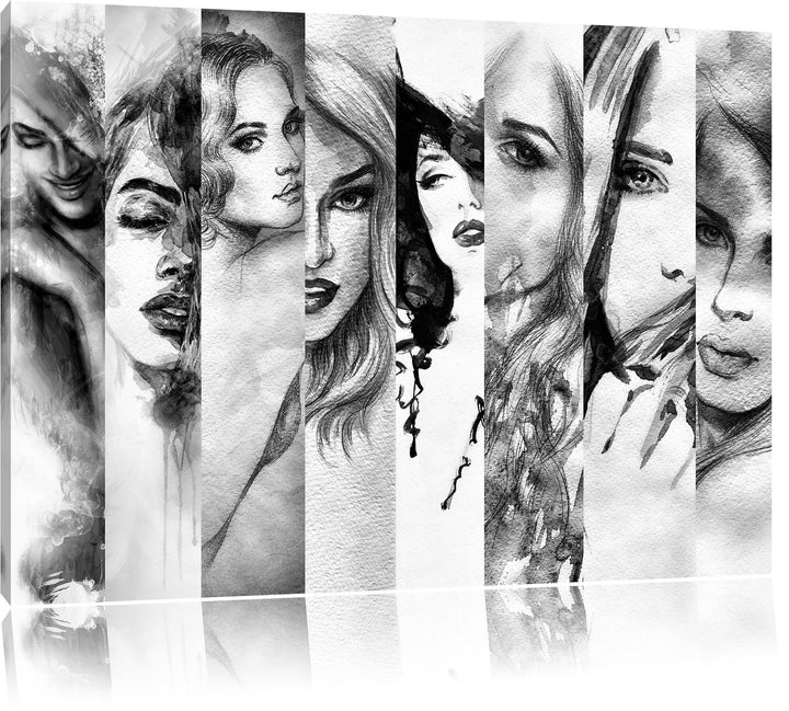 Monocrome, Haar Frisuren, Format: 100x70 auf Leinwand, XXL riesige Bilder fertig gerahmt mit Keilrah
