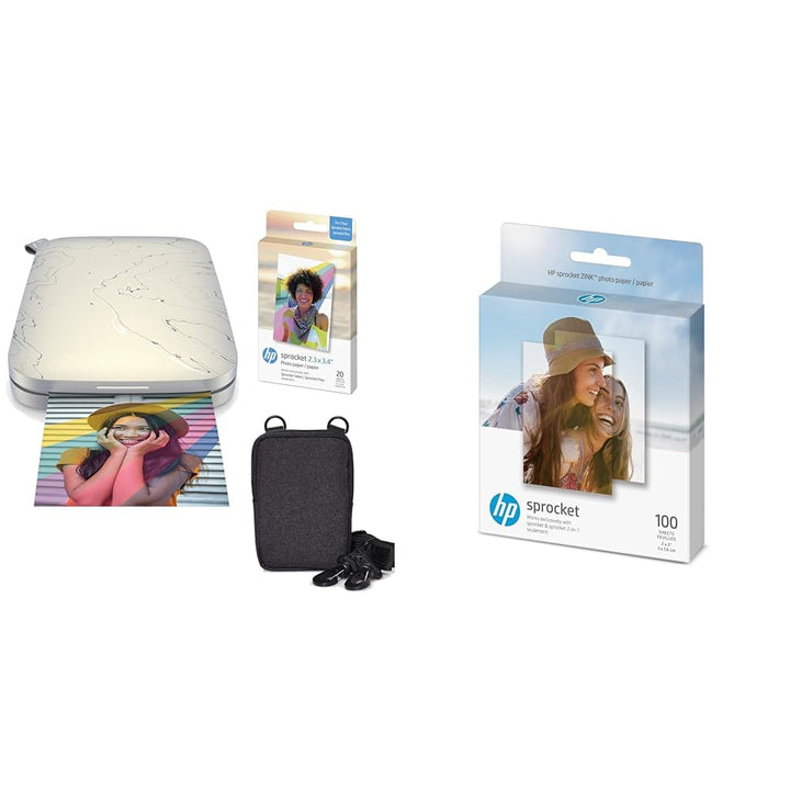 HP , Farbig, Sprocket Select Tragbarer Sofortbilddrucker mit 2,3 x 3,4 Zoll (Weiss) Zink-Papierbünde