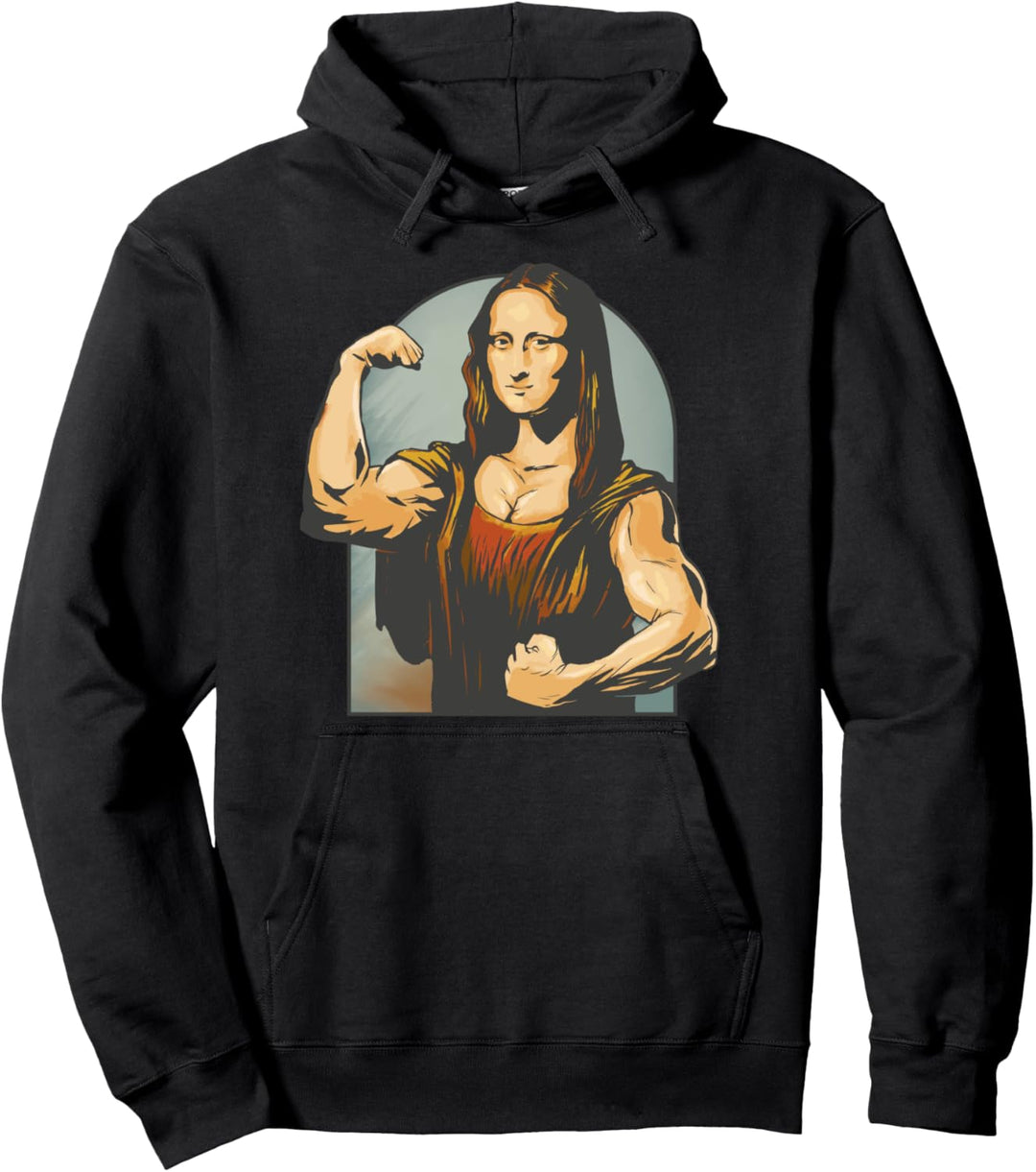 Lifting Mona Lisa - Fitness Bodybuilding Pullover Hoodie