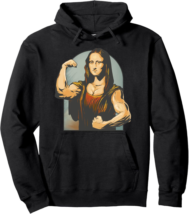 Lifting Mona Lisa - Fitness Bodybuilding Pullover Hoodie